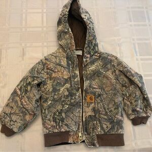 Carhartt Camo Canvas Hooded Jacket with Brown Lining